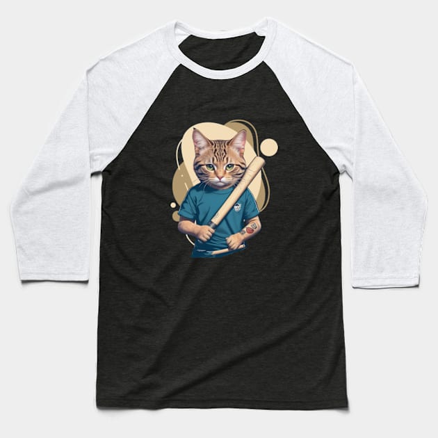 Baseball Bat Cat Baseball T-Shirt by hippohost